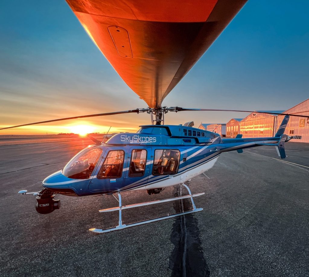 helicopter at sunrise